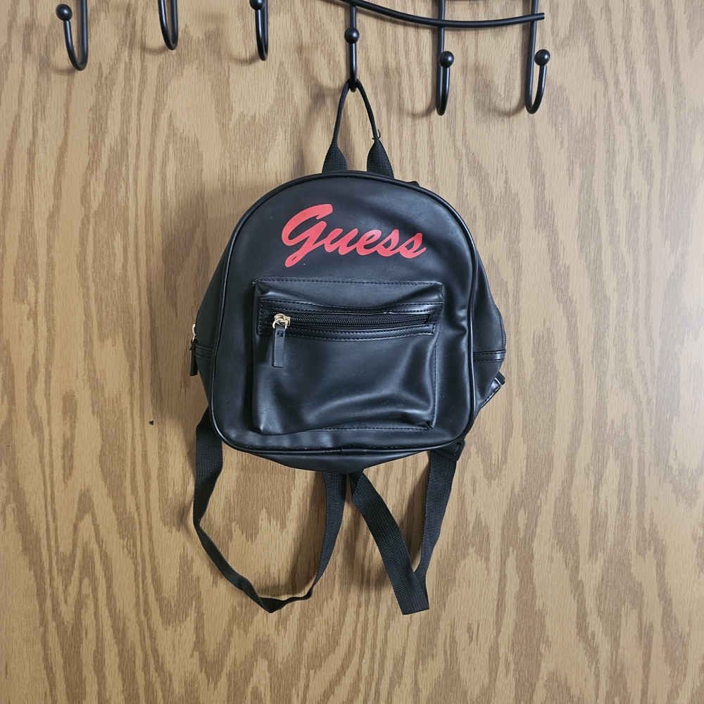 Guess Black Backpack With Red Script - image 1